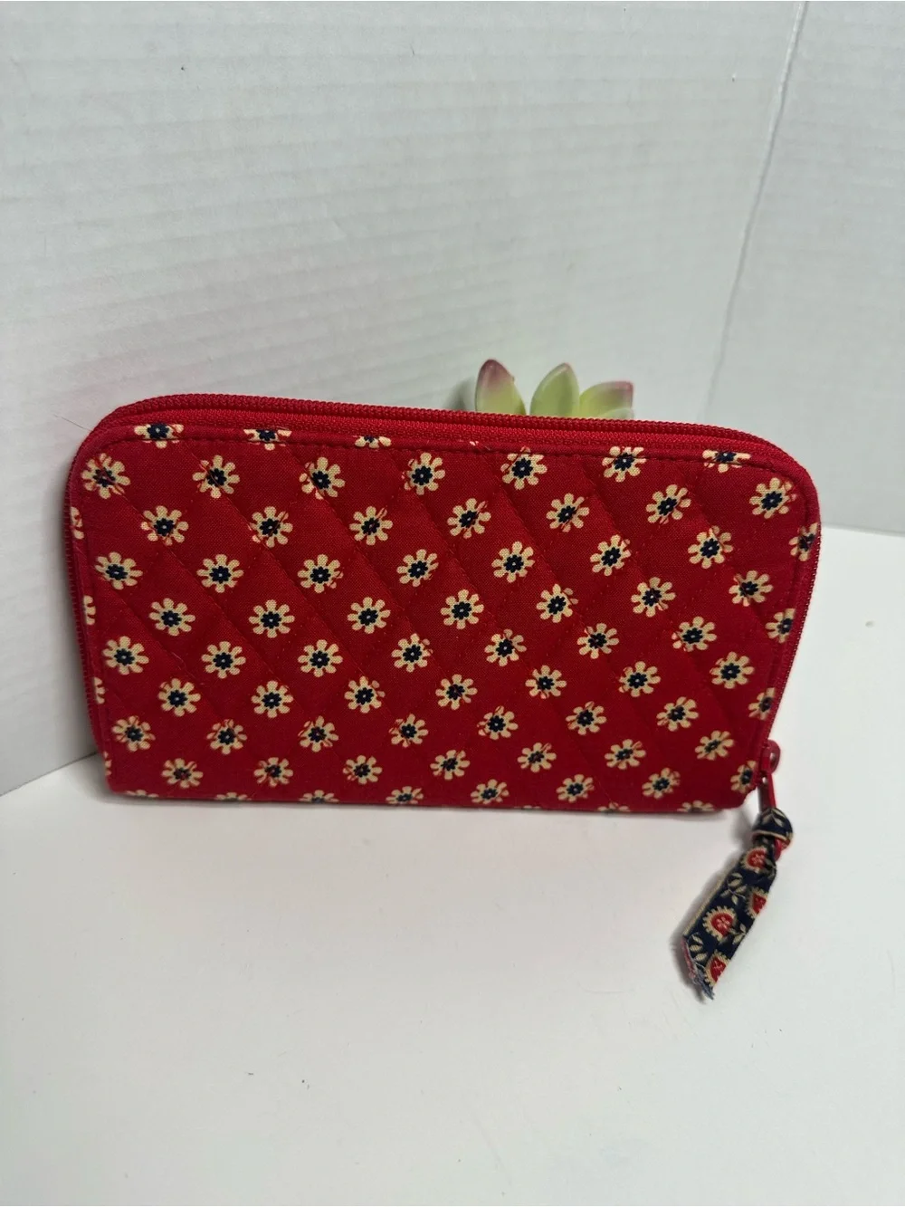 Vera Bradley Red Floral Quilted Zip Wallet